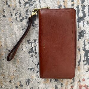 Fossil Brown Leather Wristlet/Wallet